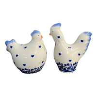 A picture of a Polish Pottery Skinny Chicken Salt/Pepper Shaker (PS) | GSP09-PS as shown at PolishPotteryOutlet.com/products/skinny-chicken-salt-pepper-shaker-ps-gsp09-ps