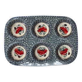 Polish Pottery Muffin Pan (Poppy Paradise) | F093S-PD01 Additional Image at PolishPotteryOutlet.com