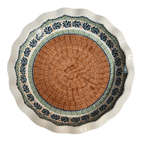 A picture of a Polish Pottery 12.5" Wavy Edge Baker (Jungle Flora) | Z160T-DPZG as shown at PolishPotteryOutlet.com/products/wavy-edge-baker-jungle-fever-z160t-dpzg