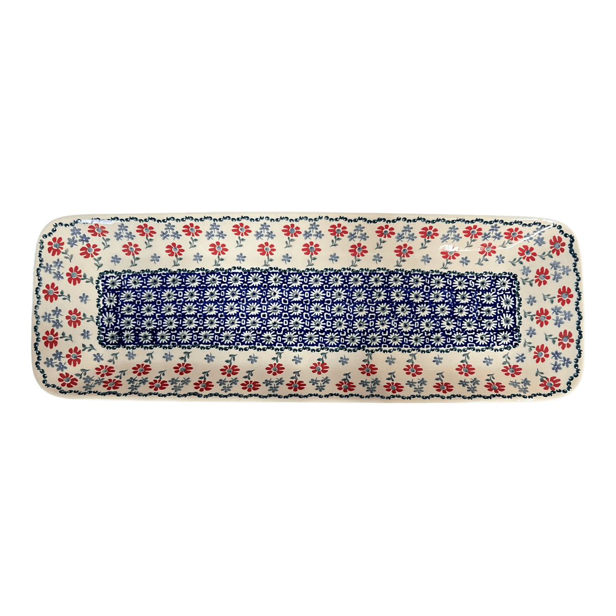 Platter, Rectangular, Long, 19.5" x 6.75" in "Summer Blossoms" by Manufaktura | P204T-P232