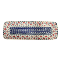 A picture of a Polish Pottery 19.5" Rectangular Server (Summer Blossoms) | P204T-P232 as shown at PolishPotteryOutlet.com/products/19-5-rectangular-server-summer-blossoms-p204t-p232