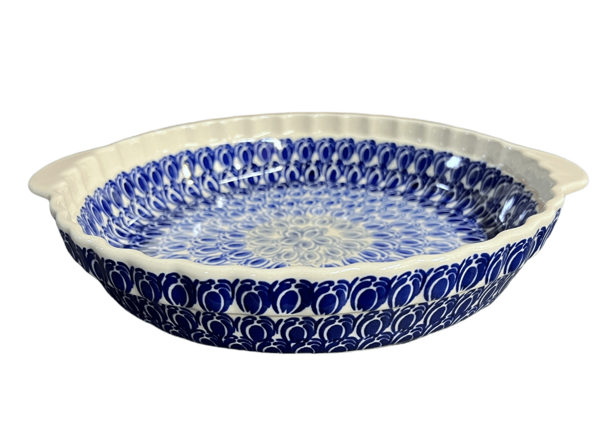 Baker, Round, Pie Plate, Handles, 9.75" in "Tulip Blues" by Manufaktura | Z148T-GP16
