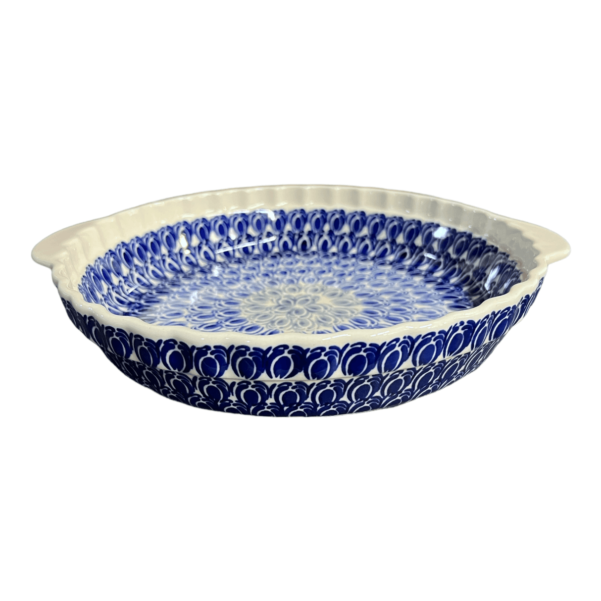 Baker, Round, Pie Plate, Handles, 9.75" in "Tulip Blues" by Manufaktura | Z148T-GP16