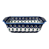 A picture of a Polish Pottery Medium Bread Baker (Peacock) | NDA181-43 as shown at PolishPotteryOutlet.com/products/medium-bread-baker-peacock-nda181-43