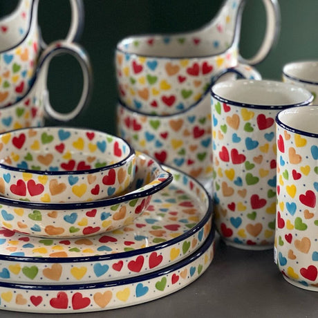 Casserole, Round, Small, 6.5" x 7.25" in "Rainbow Hearts" by Ceramika Artystyczna | A142-U4833