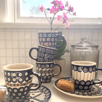 A picture of a Polish Pottery The Large Mars Mug (Butterfly Bliss) | K106S-WK73 as shown at PolishPotteryOutlet.com/products/the-large-mars-mug-butterfly-bliss