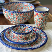 A picture of a Polish Pottery Deep 8.5" Bowl (Meadow in Bloom) | NDA192-A54 as shown at PolishPotteryOutlet.com/products/deep-8-5-bowl-meadow-in-bloom-nda192-a54