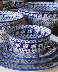 A picture of a Polish Pottery 11" Bowl (Kitty Cat Path) | M087T-KOT6 as shown at PolishPotteryOutlet.com/products/11-bowls-kitty-cat-path