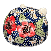 A picture of a Polish Pottery Hedgehog Bank (Poppies & Posies) | S005S-IM02 as shown at PolishPotteryOutlet.com/products/hedgehog-bank-poppies-posies-s005s-im02