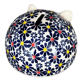 Polish Pottery Hedgehog Bank (Field of Daisies) | S005S-S001 Additional Image at PolishPotteryOutlet.com