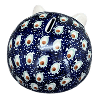 A picture of a Polish Pottery Hedgehog Bank (Fish Eyes) | S005T-31 as shown at PolishPotteryOutlet.com/products/hedgehog-bank-fish-eyes-s005t-31