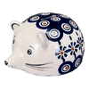 Polish Pottery Bank, Hedgehog, 2.5" in "Floral Peacock" by Manufaktura | S005T-54KK at PolishPotteryOutlet.com