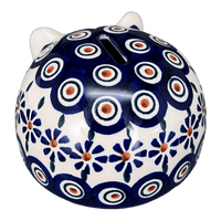 A picture of a Polish Pottery Hedgehog Bank (Floral Peacock) | S005T-54KK as shown at PolishPotteryOutlet.com/products/hedgehog-bank-floral-peacock-s005t-54kk