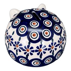 Polish Pottery Bank, Hedgehog, 2.5" in "Floral Peacock" by Manufaktura | S005T-54KK Additional Image at PolishPotteryOutlet.com