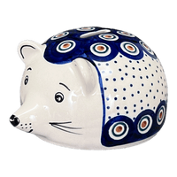 A picture of a Polish Pottery Hedgehog Bank (Peacock Dot) | S005U-54K as shown at PolishPotteryOutlet.com/products/hedgehog-bank-peacock-dot-s005u-54k