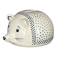 A picture of a Polish Pottery Hedgehog Bank (Misty Green) | S005U-61Z as shown at PolishPotteryOutlet.com/products/hedgehog-bank-misty-green-s005u-61z