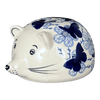 Polish Pottery Hedgehog Bank (Blue Butterfly) | S005U-AS58 at PolishPotteryOutlet.com