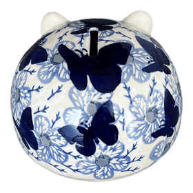 Polish Pottery Hedgehog Bank (Blue Butterfly) | S005U-AS58 Additional Image at PolishPotteryOutlet.com