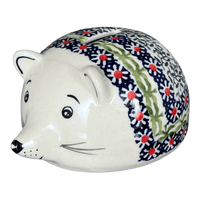 A picture of a Polish Pottery Hedgehog Bank (Daisy Rings) | S005U-GP13 as shown at PolishPotteryOutlet.com/products/hedgehog-bank-daisy-rings-s005u-gp13