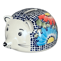 A picture of a Polish Pottery Hedgehog Bank (Fiesta) | S005U-U1 as shown at PolishPotteryOutlet.com/products/hedgehog-bank-fiesta-s005u-u1