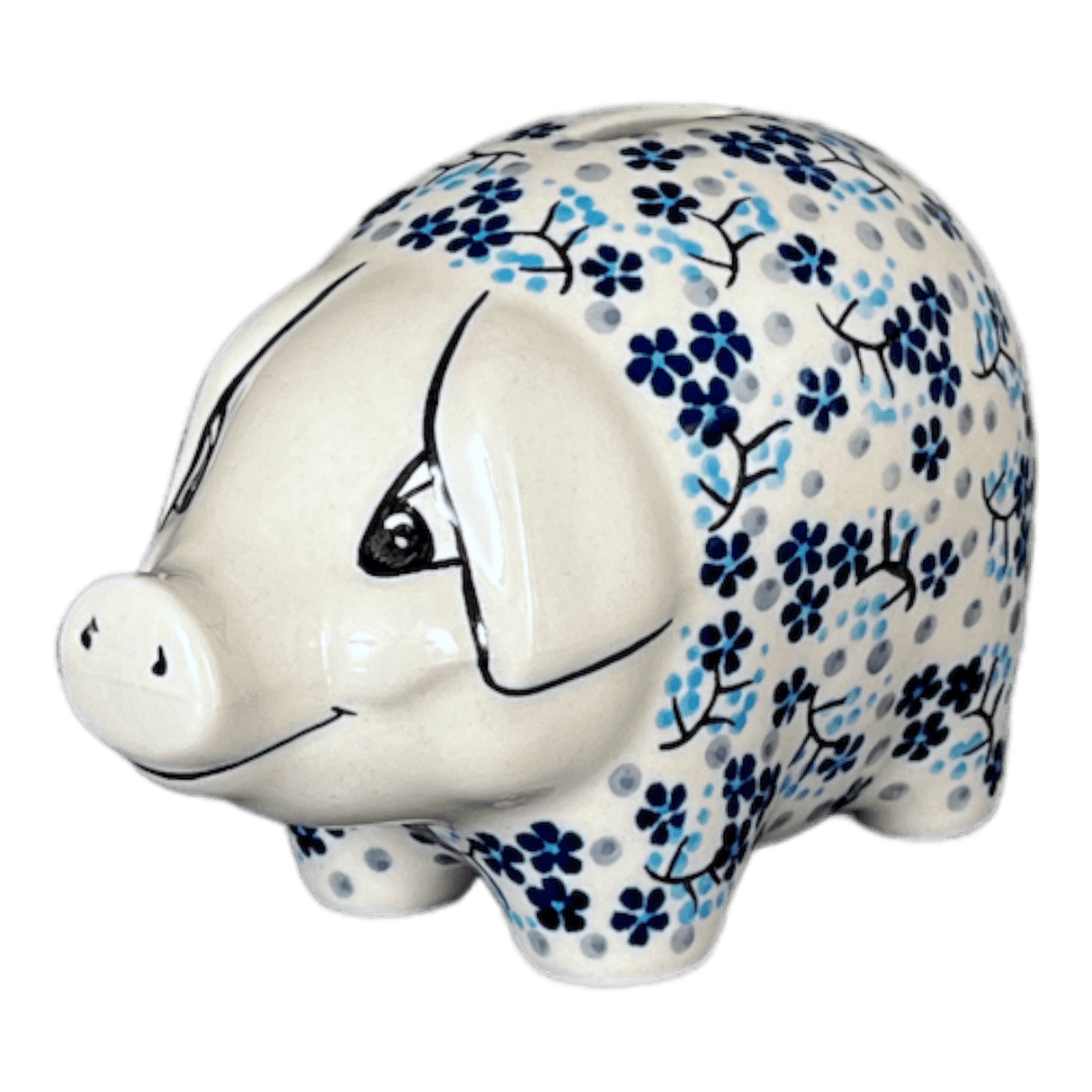 Bank, Piggy, 6" x 3" in "Scattered Blues" by Manufaktura | S011S-AS45