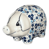 Polish Pottery Piggy Bank (Scattered Blues) | S011S-AS45 at PolishPotteryOutlet.com