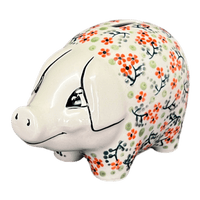A picture of a Polish Pottery Piggy Bank (Peach Blossoms) | S011S-AS46 as shown at PolishPotteryOutlet.com/products/piggy-bank-peach-blossoms-s011s-as46