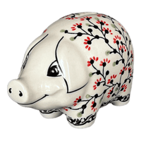 A picture of a Polish Pottery Piggy Bank (Cherry Blossom) | S011S-DPGJ as shown at PolishPotteryOutlet.com/products/piggy-bank-cherry-blossom-s011s-dpgj