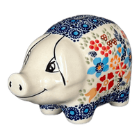 A picture of a Polish Pottery Piggy Bank (Festive Flowers) | S011S-IZ16 as shown at PolishPotteryOutlet.com/products/piggy-bank-festive-flowers-s011s-iz16