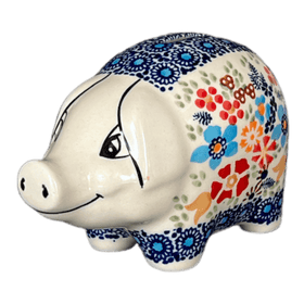 Polish Pottery Piggy Bank (Festive Flowers) | S011S-IZ16 Additional Image at PolishPotteryOutlet.com