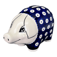 A picture of a Polish Pottery Piggy Bank (Dot to Dot) | S011T-70A as shown at PolishPotteryOutlet.com/products/piggy-bank-dot-to-dot-s011t-70a