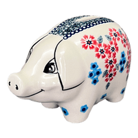 A picture of a Polish Pottery Piggy Bank (Floral Symmetry) | S011T-DH18 as shown at PolishPotteryOutlet.com/products/piggy-bank-floral-symmetry-s011t-dh18