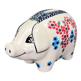 Polish Pottery Piggy Bank (Floral Symmetry) | S011T-DH18 Additional Image at PolishPotteryOutlet.com