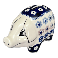 A picture of a Polish Pottery Piggy Bank (Floral Chain) | S011T-EO37 as shown at PolishPotteryOutlet.com/products/piggy-bank-floral-chain-s011t-eo37