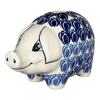 Polish Pottery Piggy Bank (Tulip Blues) | S011T-GP16 at PolishPotteryOutlet.com