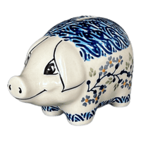 A picture of a Polish Pottery Piggy Bank (Baby Blue Eyes) | S011T-MC19 as shown at PolishPotteryOutlet.com/products/piggy-bank-baby-blue-eyes-s011t-mc19