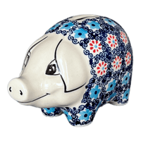 A picture of a Polish Pottery Piggy Bank (Daisy Circle) | S011T-MS01 as shown at PolishPotteryOutlet.com/products/piggy-bank-daisy-circle-s011t-ms01