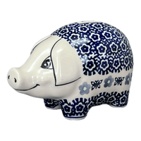 A picture of a Polish Pottery Piggy Bank (Butterfly Border) | S011T-P249 as shown at PolishPotteryOutlet.com/products/piggy-bank-butterfly-border-s011t-p249