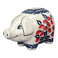 A picture of a Polish Pottery Piggy Bank (Fresh Strawberries) | S011U-AS70 as shown at PolishPotteryOutlet.com/products/piggy-bank-fresh-strawberries-s011u-as70