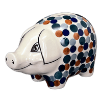 A picture of a Polish Pottery Piggy Bank (Fall Confetti) | S011U-BM01 as shown at PolishPotteryOutlet.com/products/piggy-bank-fall-confetti-s011u-bm01