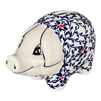 A picture of a Polish Pottery Piggy Bank (Blue Canopy) | S011U-IS04 as shown at PolishPotteryOutlet.com/products/piggy-bank-blue-canopy-s011u-is04