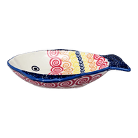A picture of a Polish Pottery Small Fish Platter (Psychedelic Swirl) | S014M-CMZK as shown at PolishPotteryOutlet.com/products/small-fish-platter-psychedelic-swirl-s014m-cmzk