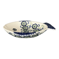 A picture of a Polish Pottery Small Fish Platter (Green Tea Garden) |S014T-14 as shown at PolishPotteryOutlet.com/products/small-fish-platter-green-tea-garden-s014t-14