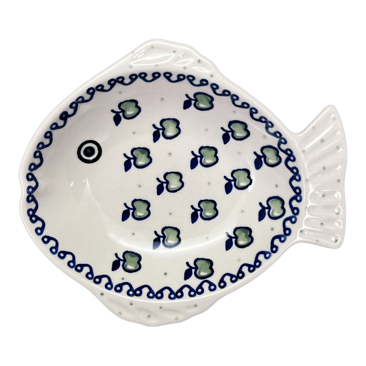 Platter, Fish-Shaped, Small in "Green Apple" by Manufaktura | S014T-15