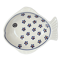 A picture of a Polish Pottery Small Fish Platter (Petite Floral) | S014T-64 as shown at PolishPotteryOutlet.com/products/small-fish-platter-petite-floral-s014t-64