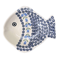 A picture of a Polish Pottery Small Fish Platter (Lily of the Valley) | S014T-ASD as shown at PolishPotteryOutlet.com/products/small-fish-platter-lily-of-the-valley-s014t-asd