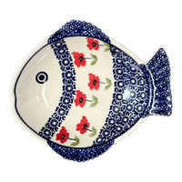A picture of a Polish Pottery Small Fish Platter (Poppy Garden) | S014T-EJ01 as shown at PolishPotteryOutlet.com/products/small-fish-platter-poppy-garden-s014t-ej01
