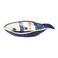 A picture of a Polish Pottery Small Fish Platter (Poppy Garden) | S014T-EJ01 as shown at PolishPotteryOutlet.com/products/small-fish-platter-poppy-garden-s014t-ej01