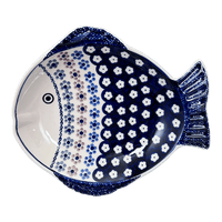 A picture of a Polish Pottery Small Fish Platter (Floral Chain) | S014T-EO37 as shown at PolishPotteryOutlet.com/products/small-fish-platter-floral-chain-s014t-eo37