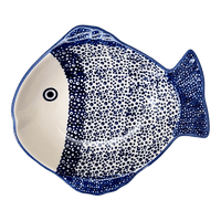 A picture of a Polish Pottery Small Fish Platter (Sea Foam) | S014T-MAGM as shown at PolishPotteryOutlet.com/products/small-fish-platter-sea-foam-s014t-magm